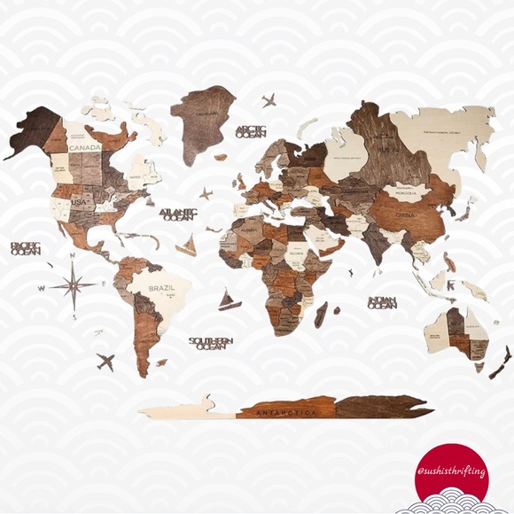 Other - Wooden World Map Wall Art